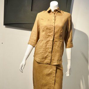Isabel de Pedro CAMEL LINEN Shirt Dress